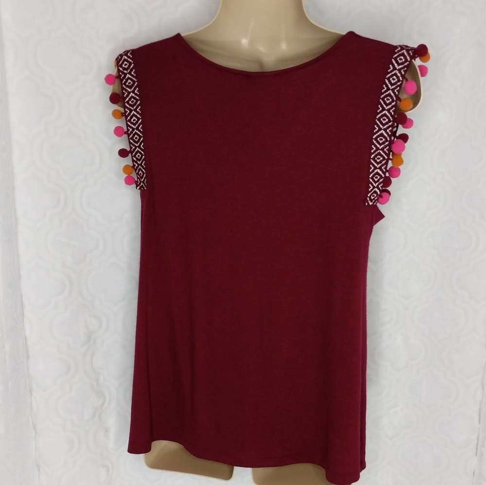 A New Day Pom Pom Shoulder Swing Tank - S & 1x - Picture 5 of 8